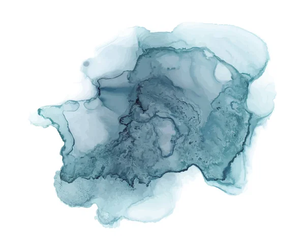 Alcol inchiostro forma astratta mano disegnato texture blu — Vettoriale Stock