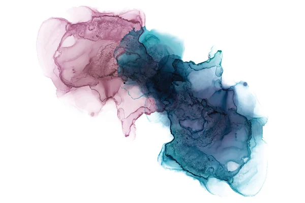 Alkohol Tusche abstrakte Form Blaue und rosa Textur — Stockvektor