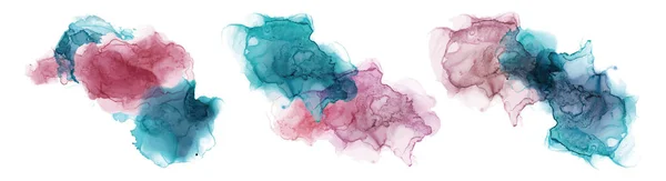 Alcol inchiostro forma astratta Blu e rosa texture — Vettoriale Stock