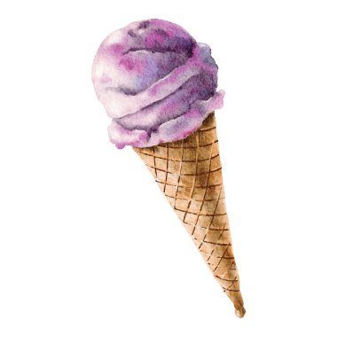 Suluboya wafefle koni dondurma el çizimi