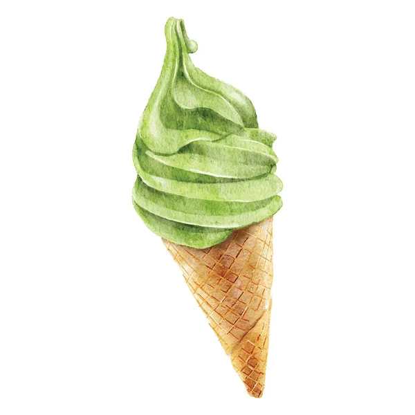 Acuarela helado verde ilustración dibujada a mano Ilustraciones De Stock Sin Royalties Gratis