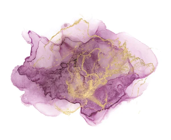 Forma abstracta de tinta de alcohol Textura dorada y rosa — Vector de stock