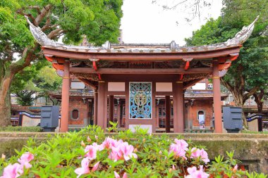 Lin aile bahçesi zarif bir konak ve klasik Çin bahçe mimarisi ile Banqiao Bölgesi, New Taipei City, Tayvan