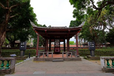 Lin aile bahçesi zarif bir konak ve klasik Çin bahçe mimarisi ile Banqiao Bölgesi, New Taipei City, Tayvan