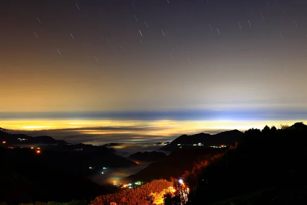 Nachtansicht Alishan National Forest Recreation Area Gelegen Alishan Township Chiayi — Stockfoto
