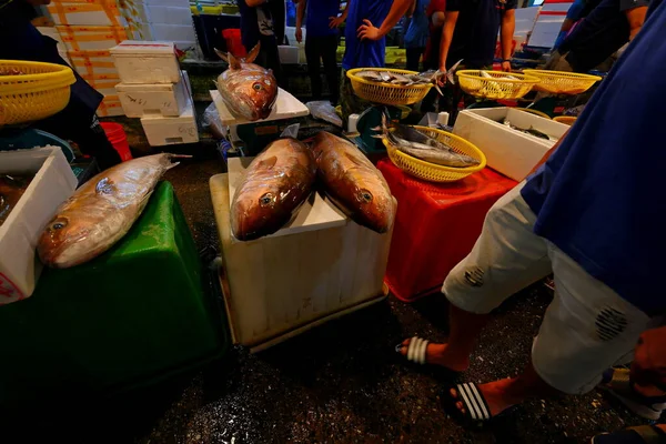 Mercado Pescado Kanzaiding Mercado Medianoche Keelung Taiwán —  Fotos de Stock