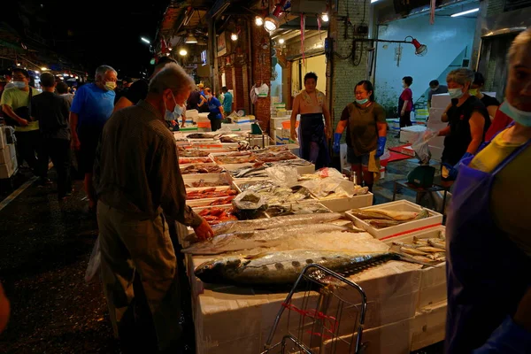 Kanzaiding Fish Market Noční Trh Keelungu Tchaj Wanu — Stock fotografie