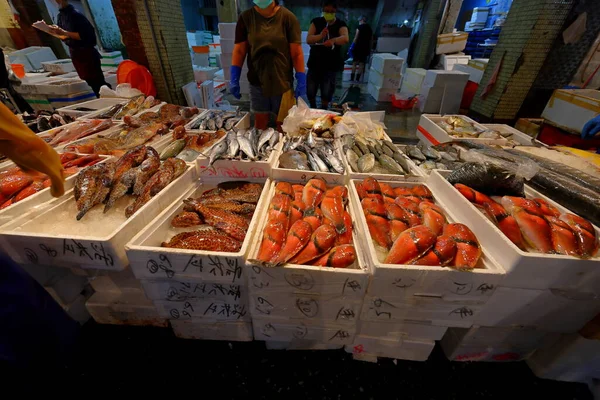 Kanzaiding Fish Market Marché Minuit Keelung Taiwan — Photo