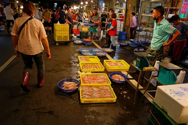 Kanzaiding Fish Market Noční Trh Keelungu Tchaj Wanu — Stock fotografie