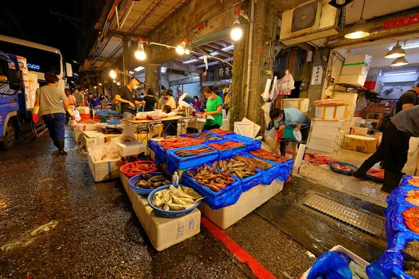 Kanzaiding Fish Market Mid Night Market Keelung Taiwan — Stock Photo, Image