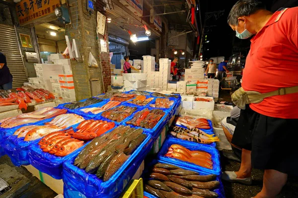 Kanzaiding Fish Market Noční Trh Keelungu Tchaj Wanu — Stock fotografie