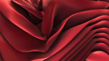 Kırmızı saten kumaş döngü arka plan dalgası. Dijital animasyondaki ipek kumaş güzel dalgalar halinde katlandı.