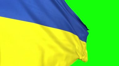 Ukrayna 'nın bayrak sallayan kusursuz döngü animasyonu. Görüntü geçişi için yeşil ekran üzerinde 3D animasyon. Ukrayna 'nın gerçekçi bayrağı. Video için 3d bayrak oluşturma.