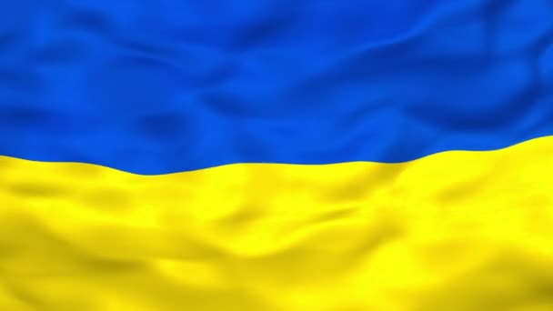 Zeitlupe Flagge der Ukraine schwenkt Himmel blau und gelb ukrainischen Nationalfarben. Die Flagge der Ukraine weht im Wind und ist das nationale Symbol des Landes. Loopable 3D-Animation. — Stockvideo