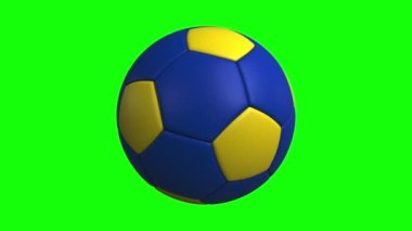 360 derece dönen bir futbol topunun 3 boyutlu animasyonu. Kolay giriş için yeşil ekranda. Reklamlarınız veya sosyal medya gönderileriniz için kullanın.