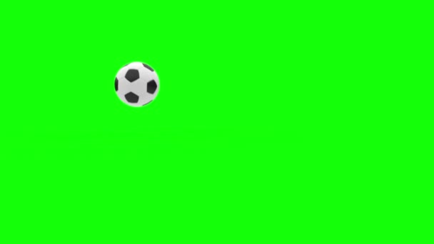 Conjunto de 2 vídeos. Una hermosa pelota de fútbol golpea la cámara en cámara lenta en una pantalla verde y blanca. Fútbol 3d animación de una pelota voladora. — Vídeo de stock