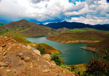 Katse DAM on the Malibamatso river Lesotho Kingdoom Africa