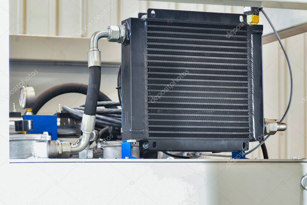 High pressure hydraulic oil station cooling radiator.
