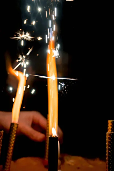 Festliche Kerzen Entzünden Brennende Lichter Für Die Jubiläumsfeier — Stockfoto