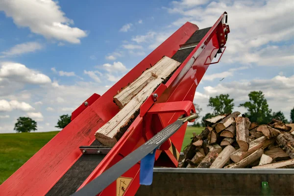 Hydraulic Installation Cutting Sawing Logs Firewood — Stock fotografie