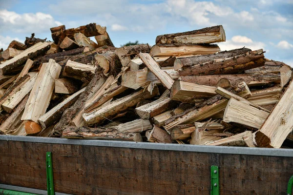 Carriage Sawn Chipped Firewood Prepared Winter Heat Room — Stok Foto