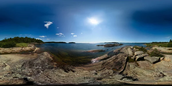 Panorama Esférico Orilla Del Lago Vanern Suecia Utiliza Proyección Equirectangular — Foto de Stock