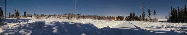 Нічна Панорама Маленького Шведського Міста Дороги Взимку Знаку Напис Granbergsliden — стокове фото