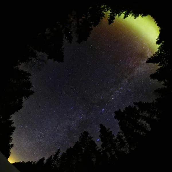 オーロラと夕暮れで上向きに撮影した図の広い角度 — ストック写真