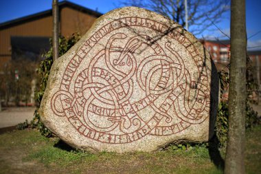 Ancient rune stone in Trelleborg in Sweden.
