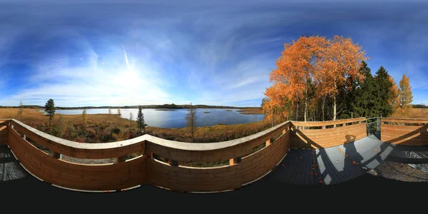 Vista Desde Torre Mirador Reserva Natural Vajsjon Suecia Proyección Rectangular —  Fotos de Stock