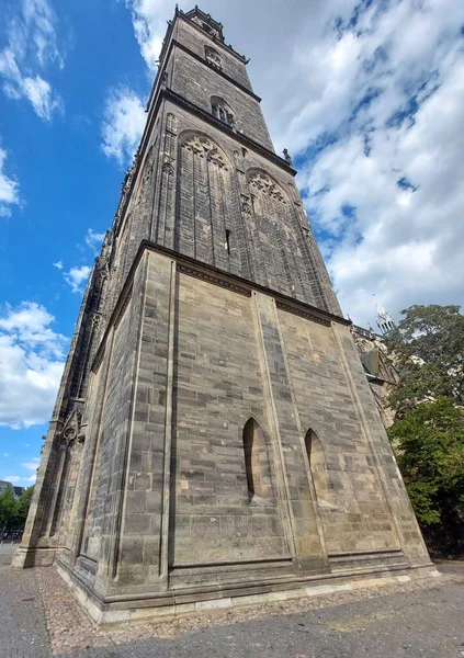 Een Groothoekopname Van Magdeburger Dom Kathedraal Van Magdeburg — Stockfoto