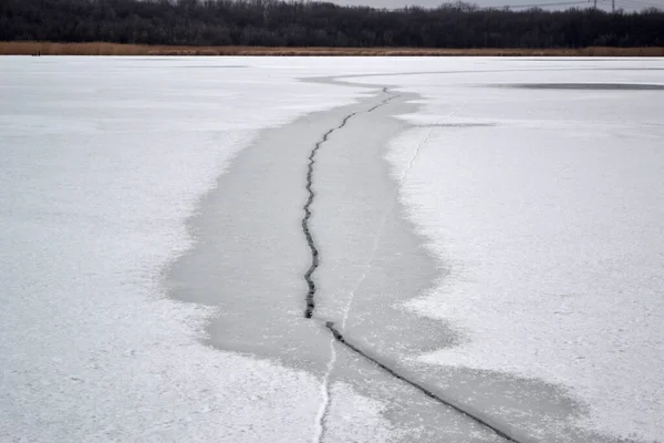 Disgelo Sul Fiume Grande Rottura Ghiaccio Paesaggio Invernale Pericolo Sul — Foto Stock