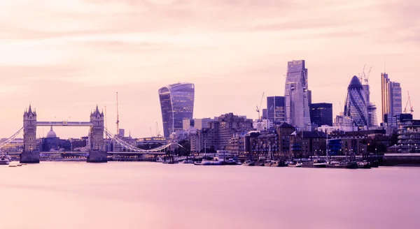 Long Exposure Panoramic View London Cityscape Sunset Landmarks — Stock Photo, Image