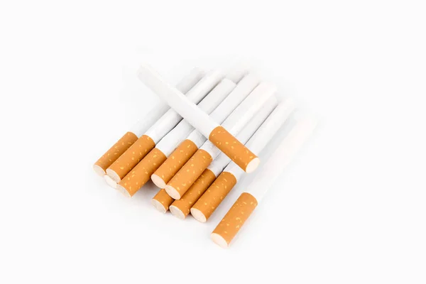 Set Igarette Close Isolé Sur Fond Blanc Fumer Mauvaises Habitudes — Photo