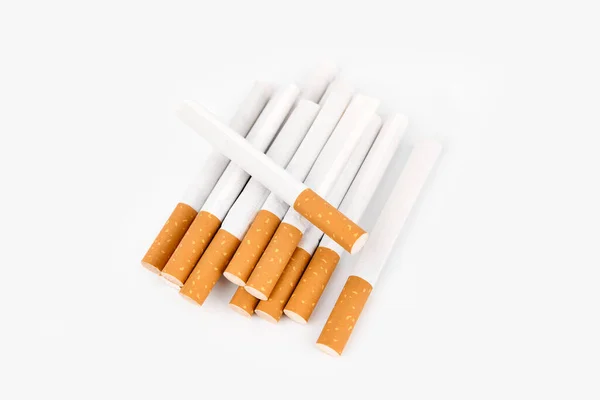 Set Igarette Close Isolé Sur Fond Blanc Fumer Mauvaises Habitudes — Photo