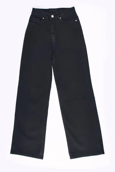 Stapel Von Verschiedenen Schattierungen Blue Jeans Auf Weißem Hintergrund Denim — Stockfoto