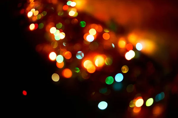 Colorful Bokeh Abstract Background Glittering Stars Dark Background Lights Garland — Stockfoto