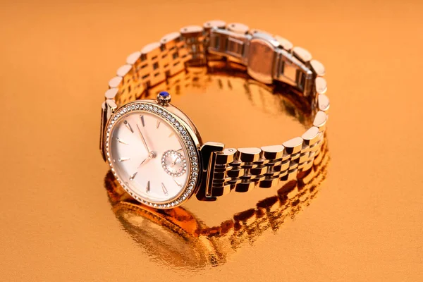 Классические Хронографические Часы Швейцарские Золотые Наручные Часы Роскошные Часы Моды — стоковое фото
