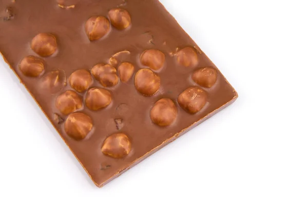Macro Foto Chocolate Bar Piezas Rotas Sobre Fondo Blanco Pedazos —  Fotos de Stock