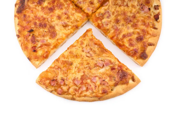 Pizza Auf Einem Weißen Teller Fast Food Ein Gericht Der — Stockfoto