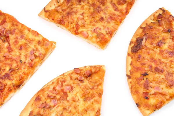 Pizza Auf Einem Weißen Teller Fast Food Ein Gericht Der — Stockfoto