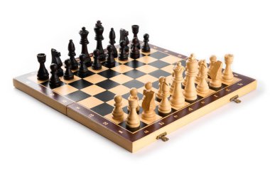 Dama, piyon, at, kale, fil, vezir ve papaz olan klasik satranç tahtası, siyah ve beyaz renkler. Fikirler, rekabet ve strateji için satranç tahtası oyunu, iş başarısı konsepti.