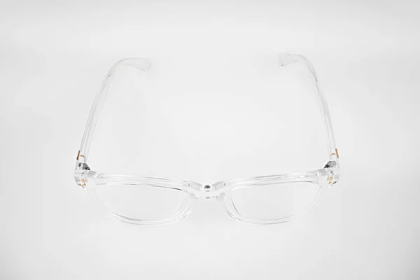 Cristal Ojos Sobre Fondo Blanco Montura Transparente Para Gafas Gafas — Foto de Stock
