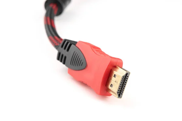 Cabo Hdmi Macro Cabo Hdmi Sobre Fundo Branco — Fotografia de Stock