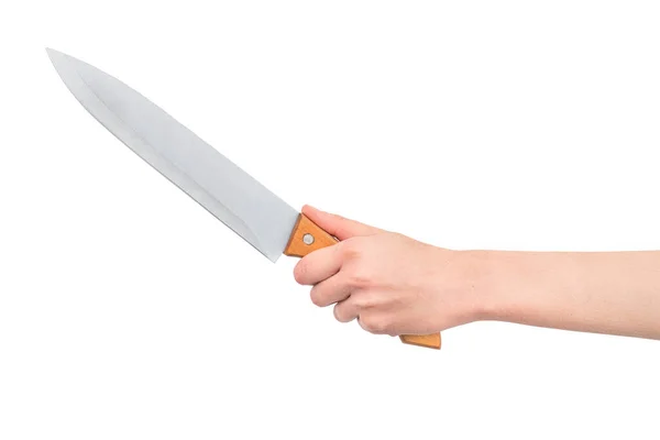 Beyaz Zemin Üzerinde Elinde Bıçak — Stok fotoğraf