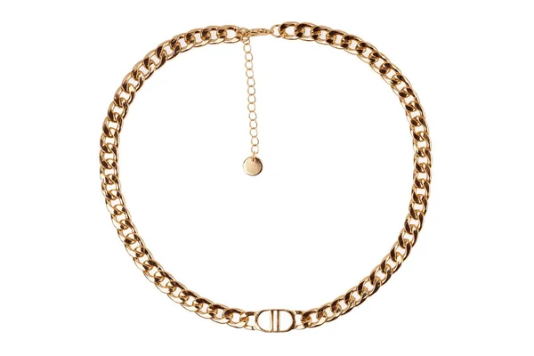 Model Modern Gold Metal Necklace Chain Necklace Woman Neck Women — Foto de Stock