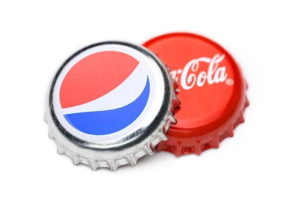 Dnjoekel Oekraïne 2022 Kappen Van Glazen Flessen Coca Cola Pepsi — Stockfoto