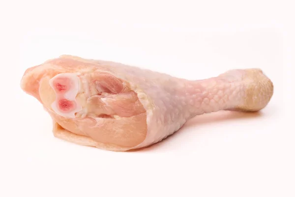 Raw Kyckling Ben Vit Bakgrund Isolerad Kycklingkött Dietkött — Stockfoto