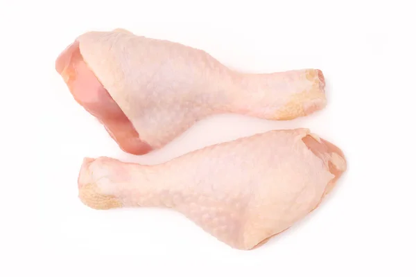 Raw Kyckling Ben Vit Bakgrund Isolerad Kycklingkött Dietkött — Stockfoto