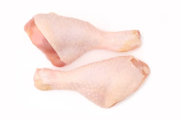 Jambes Poulet Crues Sur Fond Blanc Isolé Viande Poulet Viande — Photo